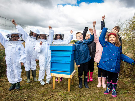 Northants school children celebrate first beehives installed on HS2 wildlife site
