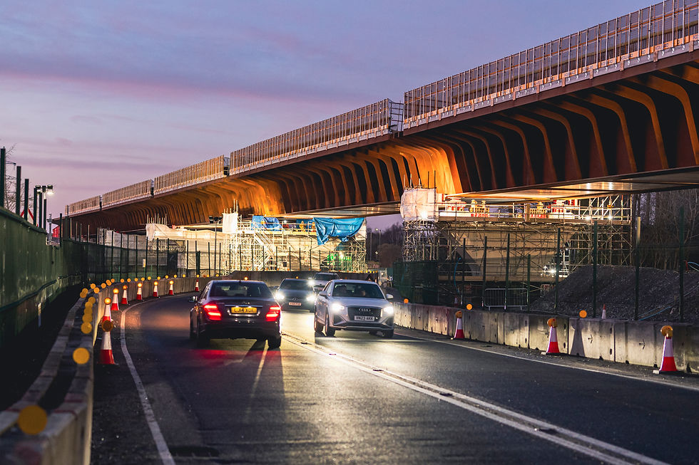 The A413 open to traffic after the Small Dean viaduct deck slide Feb 2025.jpg