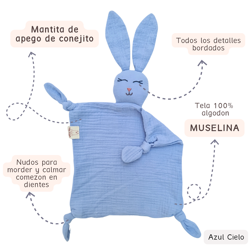 Mantita de apego - Conejito Azul Cielo