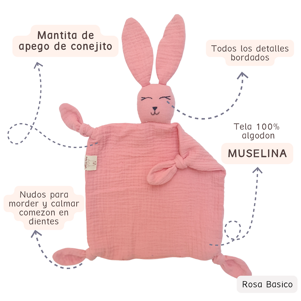 Mantita de apego - Conejito Rosa Basico
