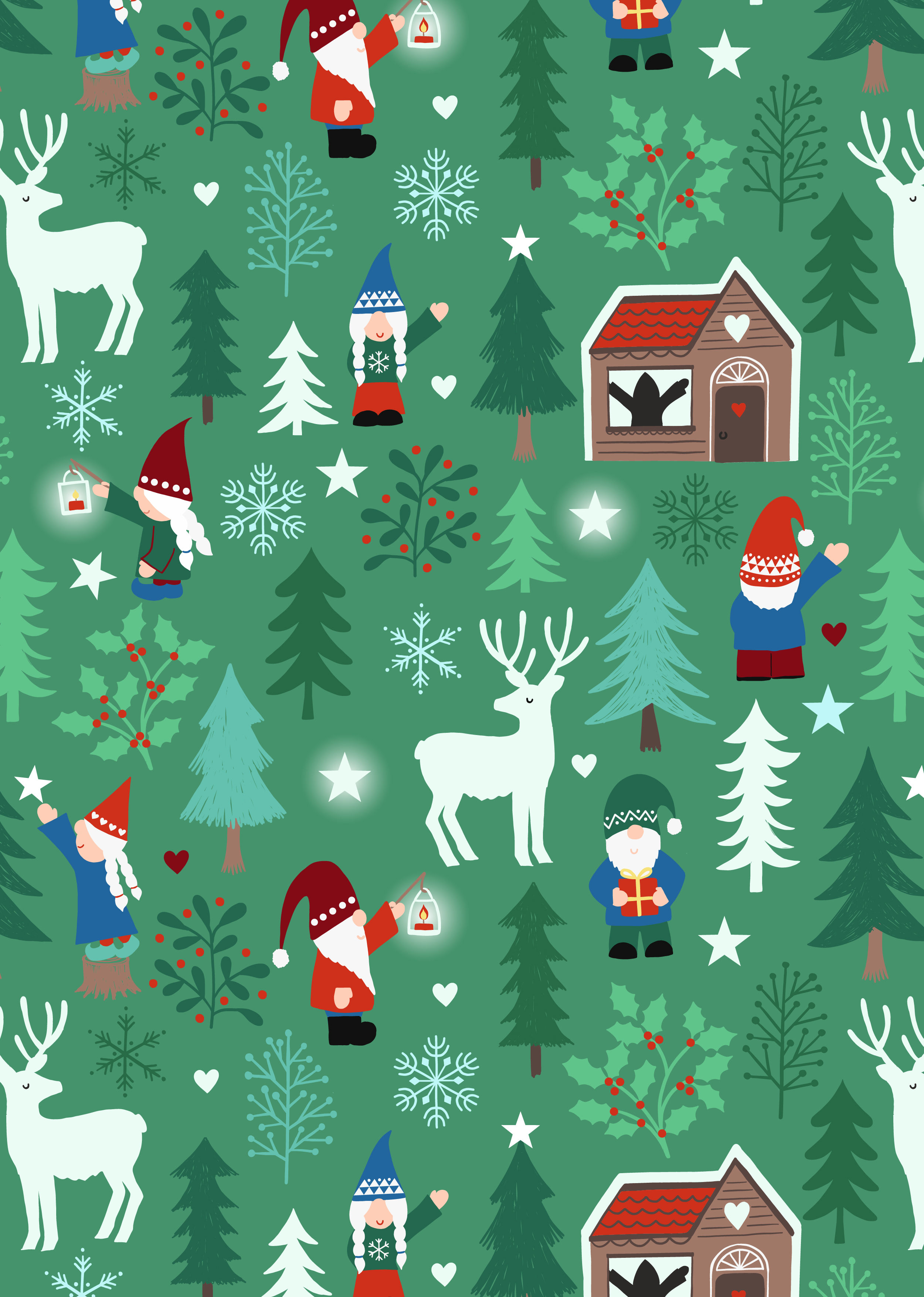 Glow in the Dark Tomtens Forest on Green - Lewis & Irene