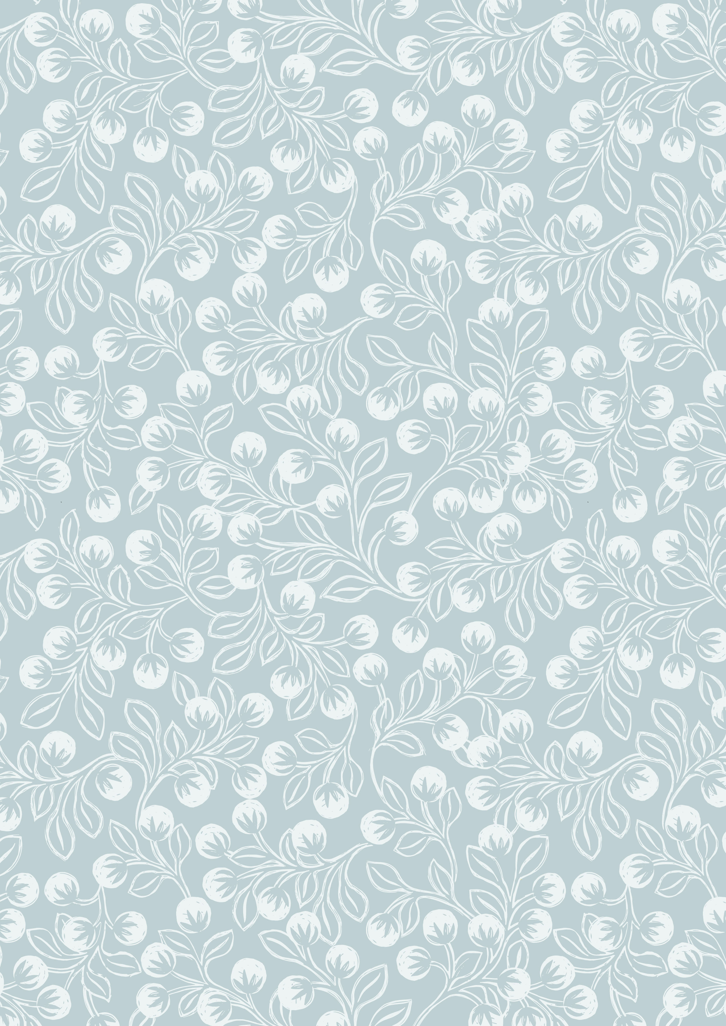 Snowberries on Ice Blue with Pearl Effect