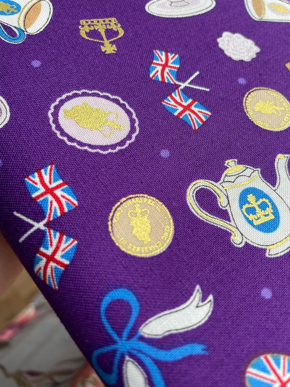Thumbnail: Tea Party on Purple with Gold Metallic- Coronation Day - Lewis and Irene