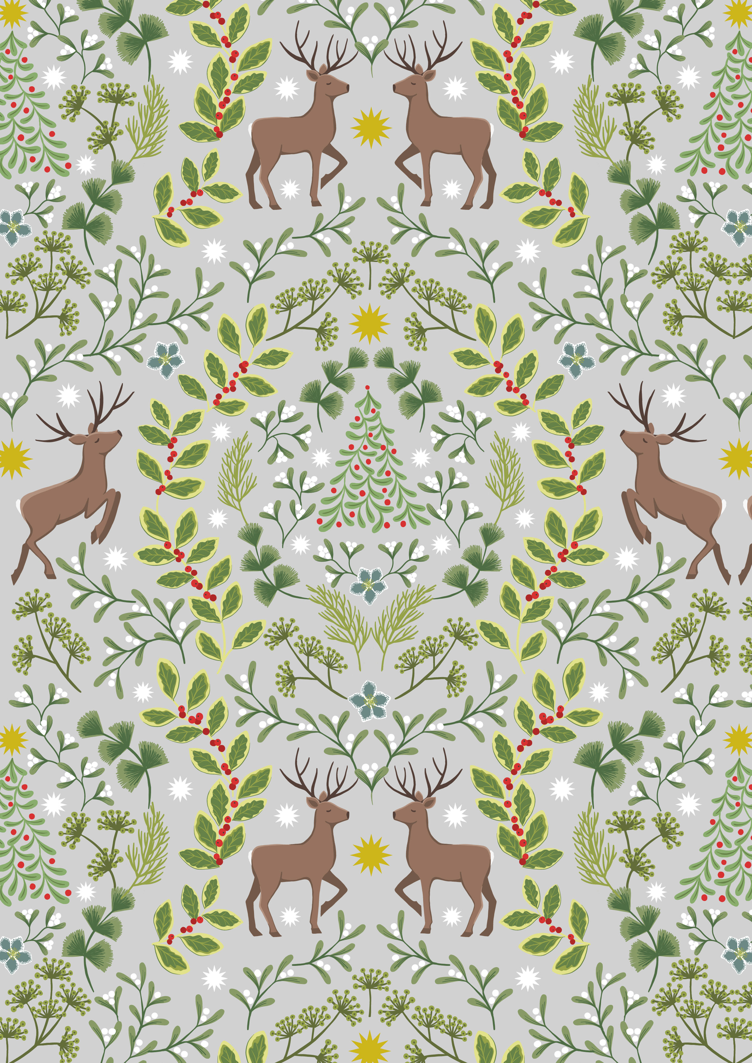 Noel on Lightest Grey with Metallic Gold - Lewis & Irene