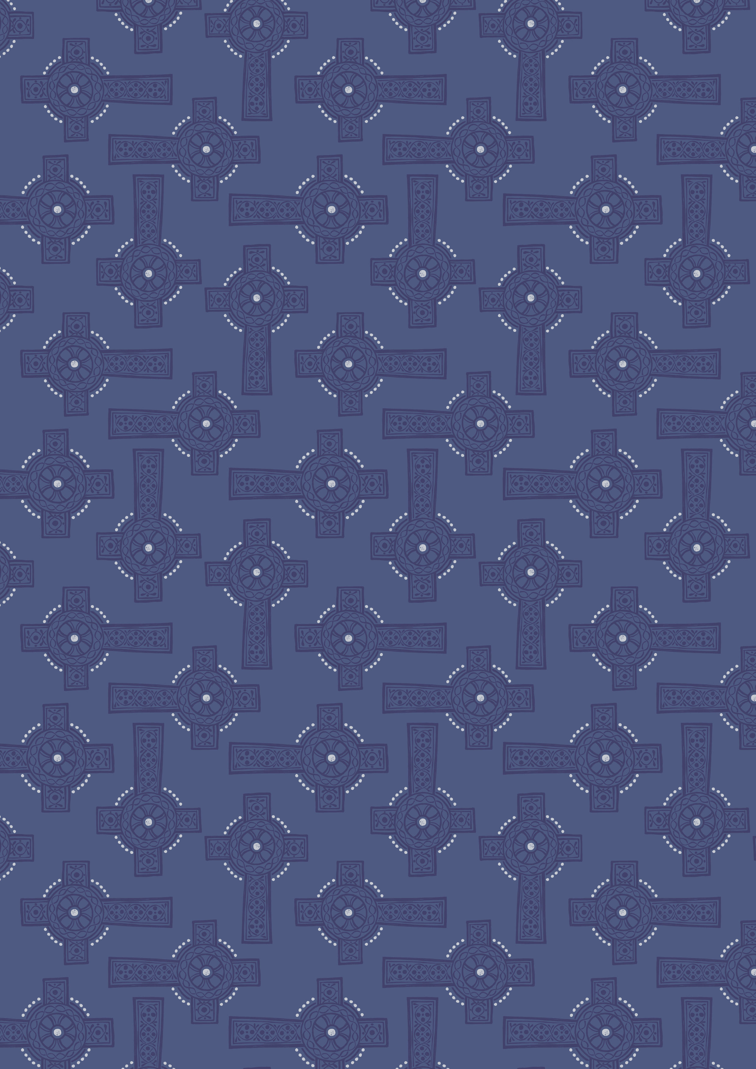 Celtic Cross on Blue with Silver Metallic - Iona - Lewis and Irene