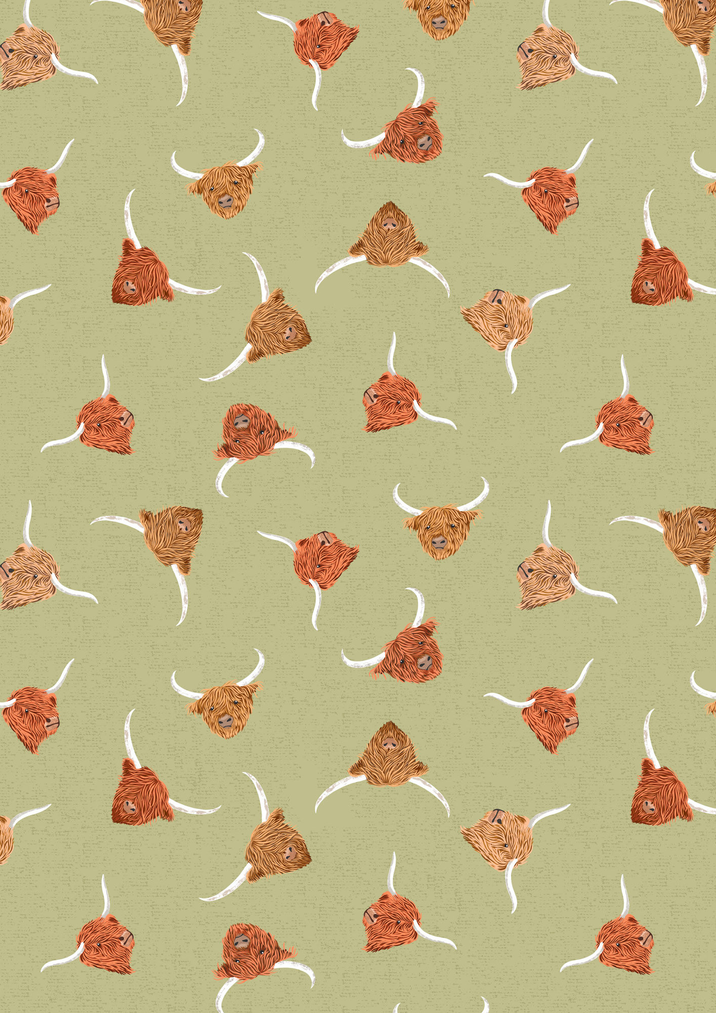 Highland Cows on Green - Lewis and Irene