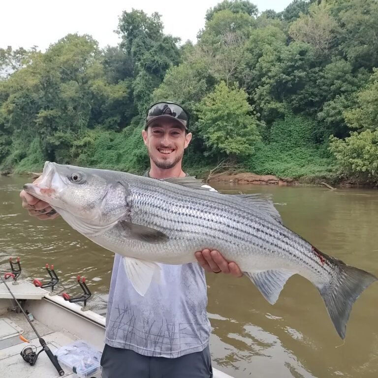 Jet boat fishing trip for striped bass on the Etowah River