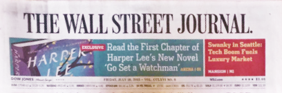 The Wallstreet Journal announces Harper Lee's new sequel to To Kill A Mockingbird