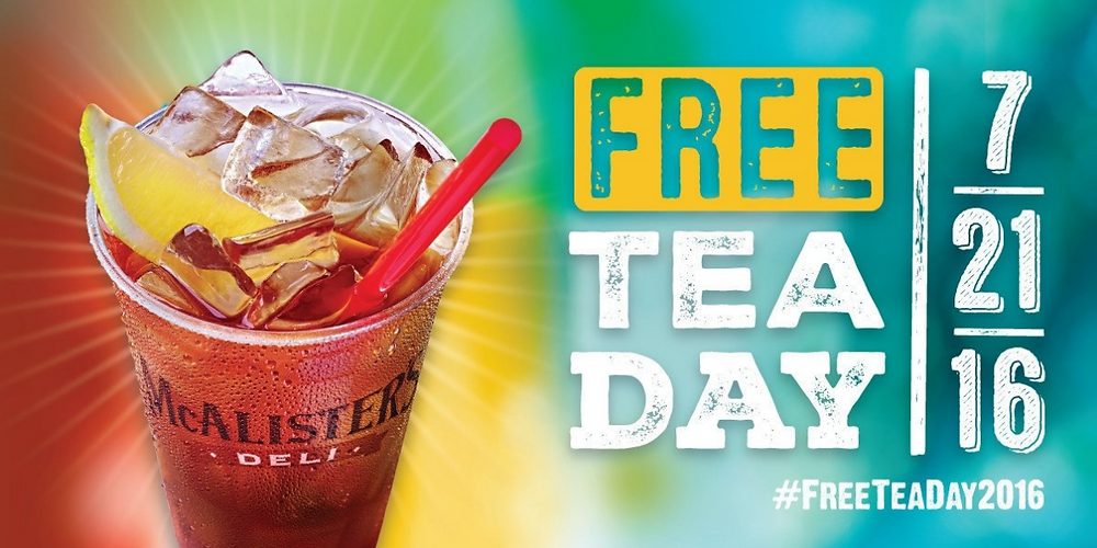 FREE Tea Day at McAlister's Deli 07.21.2016