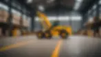 Eye-level view of a heavy lifting equipment in a warehouse
