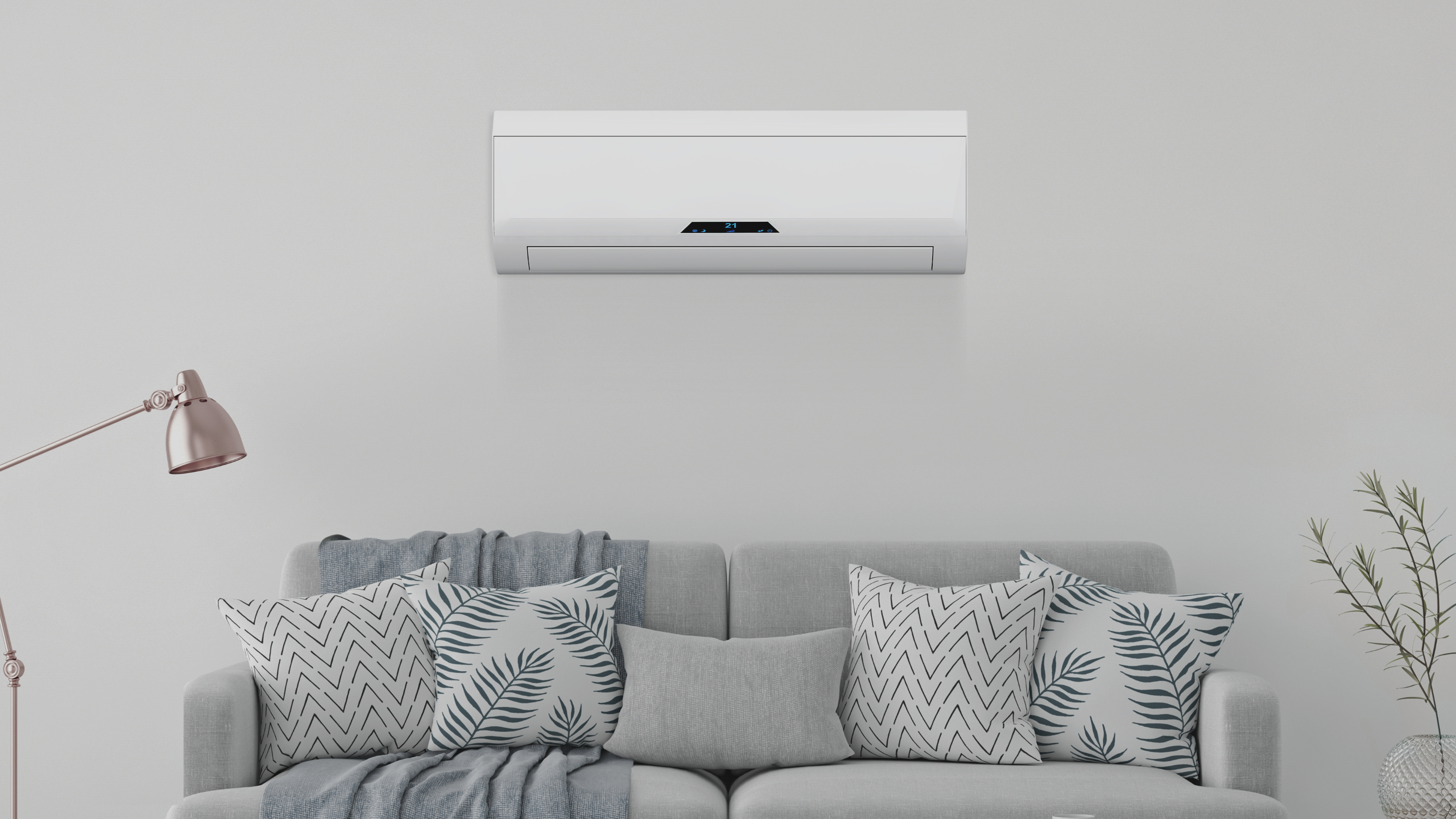 Ductless air conditioning system installed in a living room