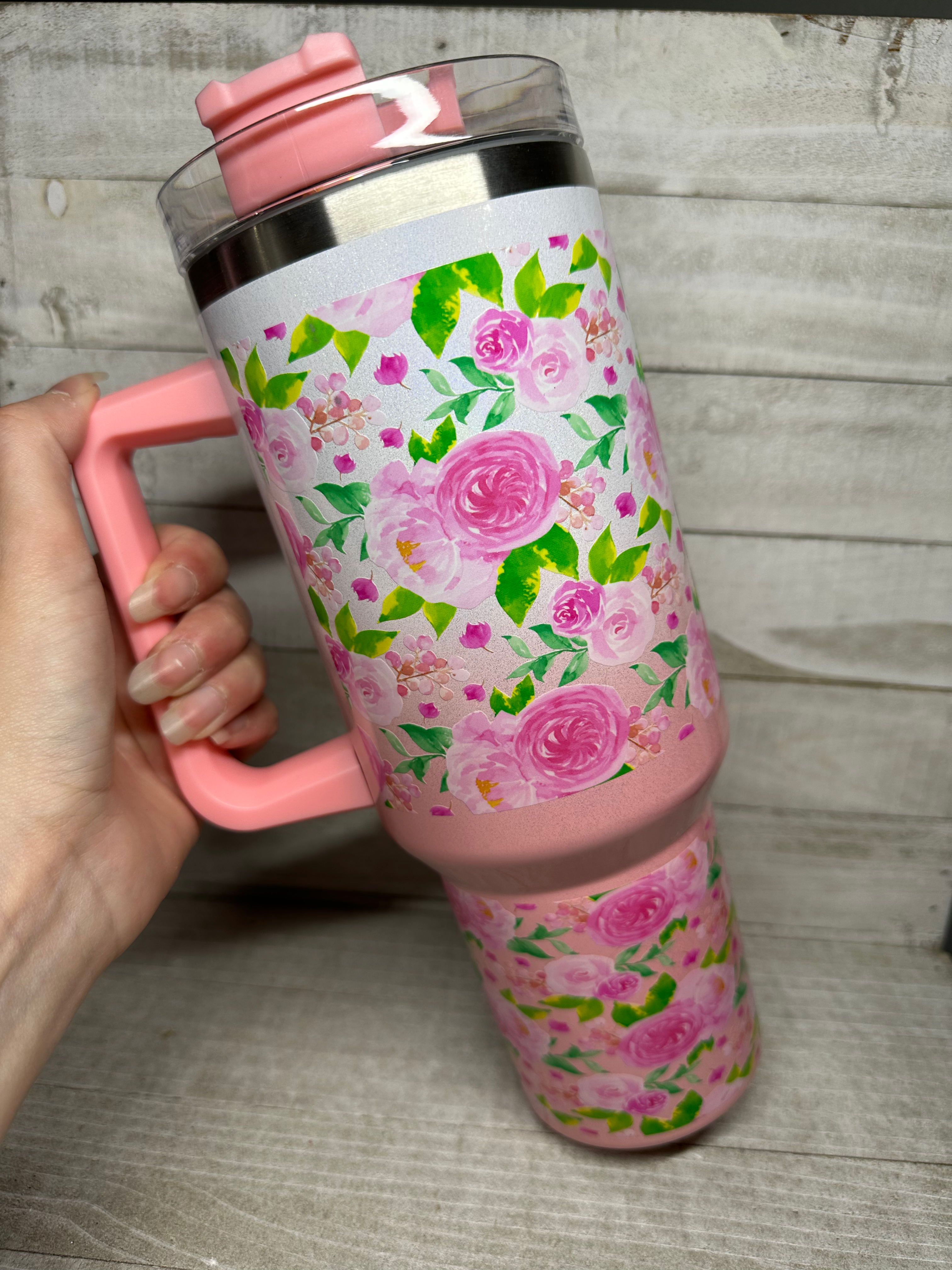Pink Flowers || Spring Summer || 40 oz Tumbler