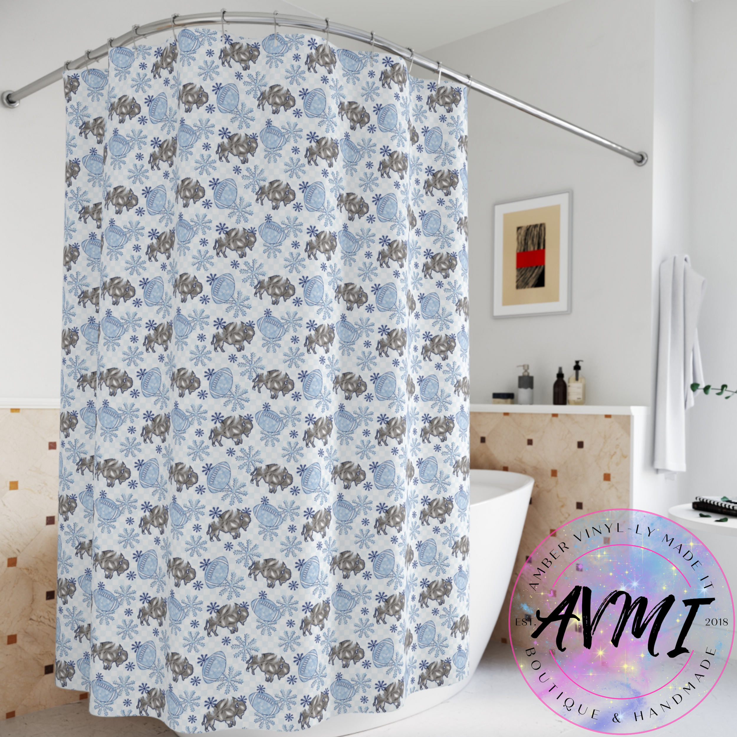 Buffalo Rivalry Vibes || Buffalo Football Decor || Shower Curtains