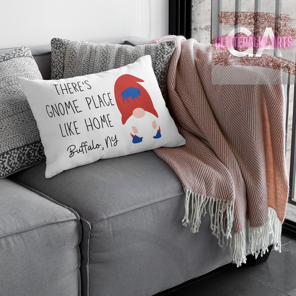 There's GNOME Place Like Home || Buffalo Decor || Spun Polyester Lumbar Pillow