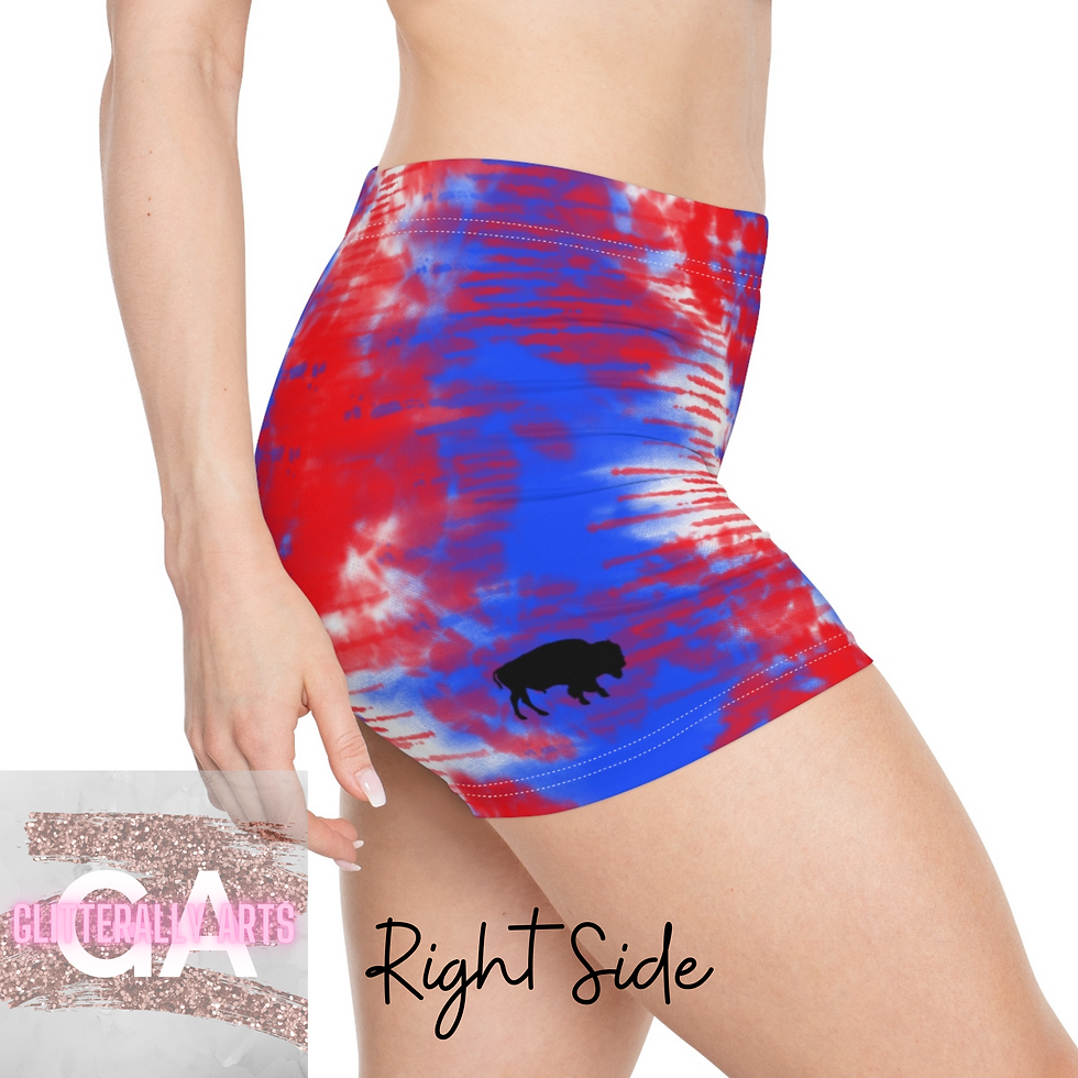 Thumbnail: Buffalo Athletic Shorts || Red & Blue Design || Women's Shorts (AOP)