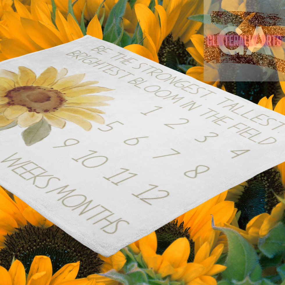 Sunflower Milestone Blanket - White || Baby Gift || Velveteen Plush Blanket