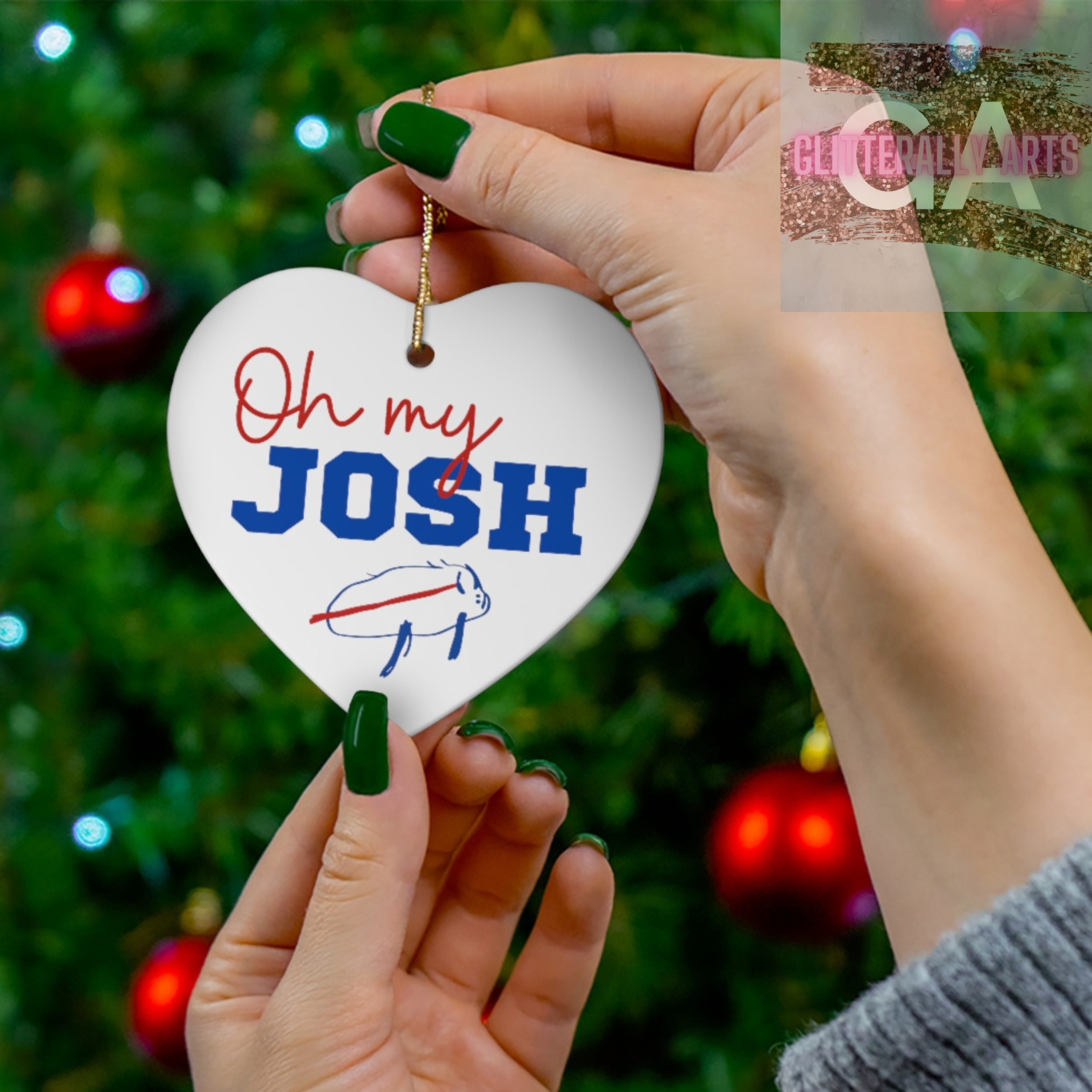 Oh My Josh || Buffalo Football || Ceramic Ornament, 4 Shapes