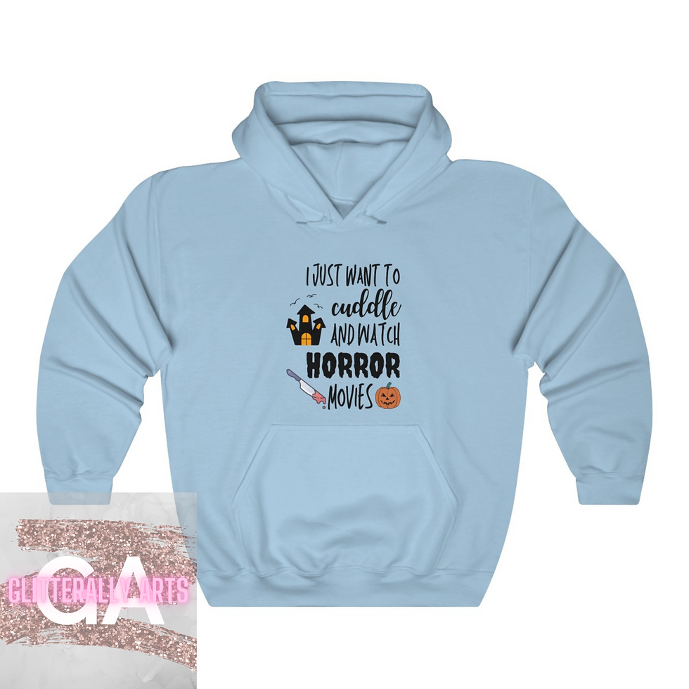 Thumbnail: Cuddle and Watch Horror Movies || Halloween Hoodie || Unisex Hooded Sweatshirt