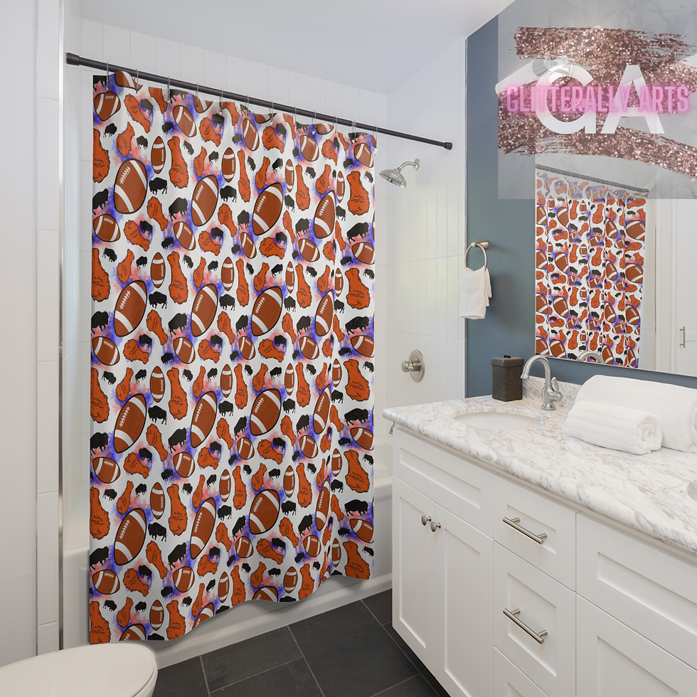 Buffalo Wings & Football Pattern || Buffalo Bathroom || Shower Curtains