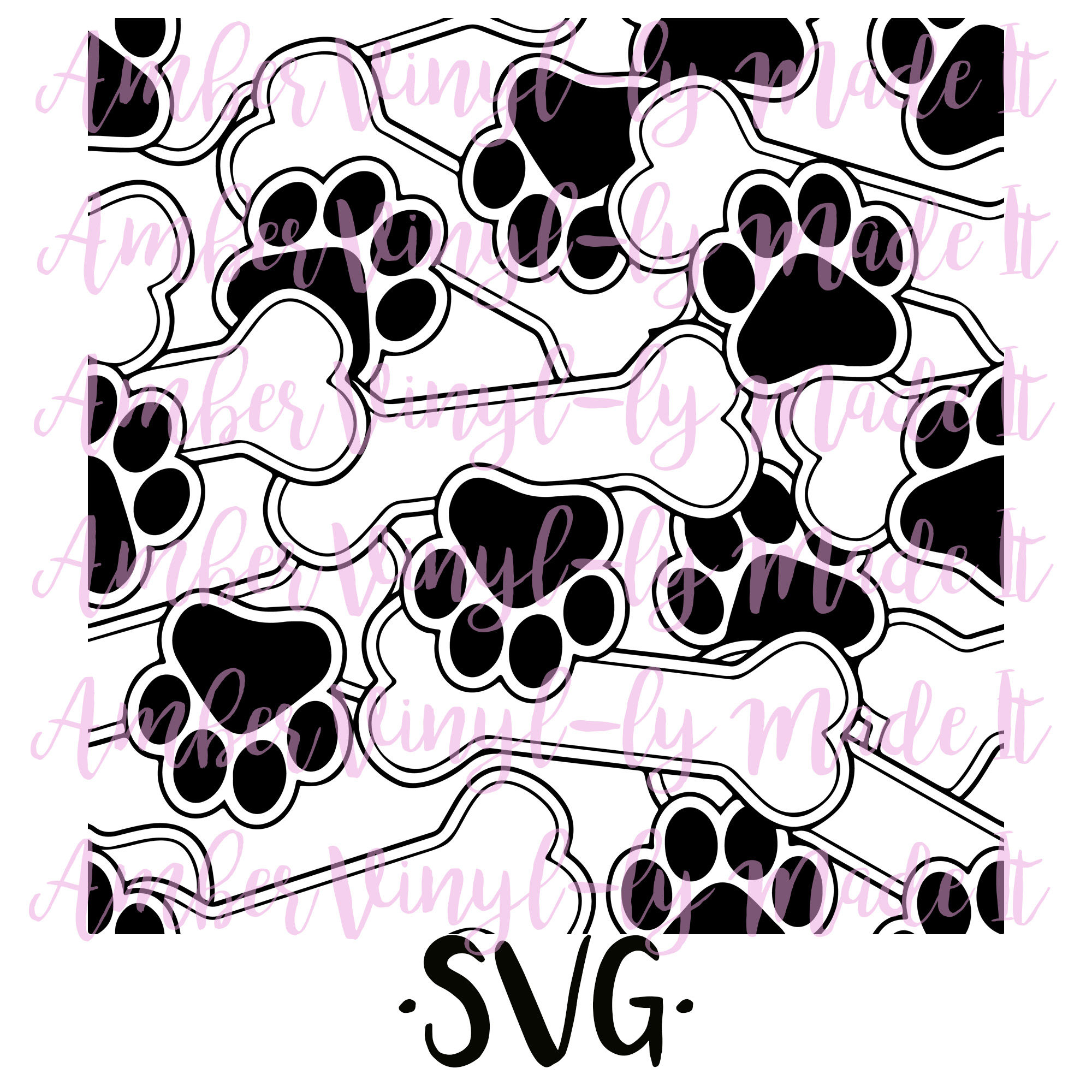 Dog Paws and Bones  || Animals || Seamless Burst Digital File || SVG ||