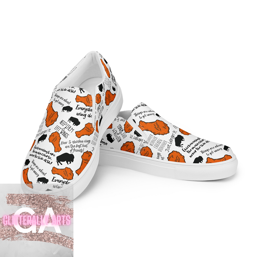 Thumbnail: Chicken Wing Quote || Buffalo Mafia Shoes || Women’s slip-on canvas shoes