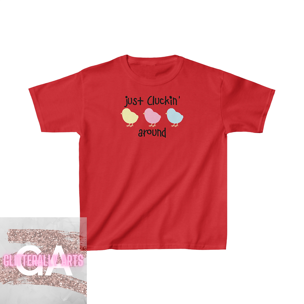 Thumbnail: Just Cluckin' Around || Easter Kids Tshirt || Kids Heavy Cotton Tee