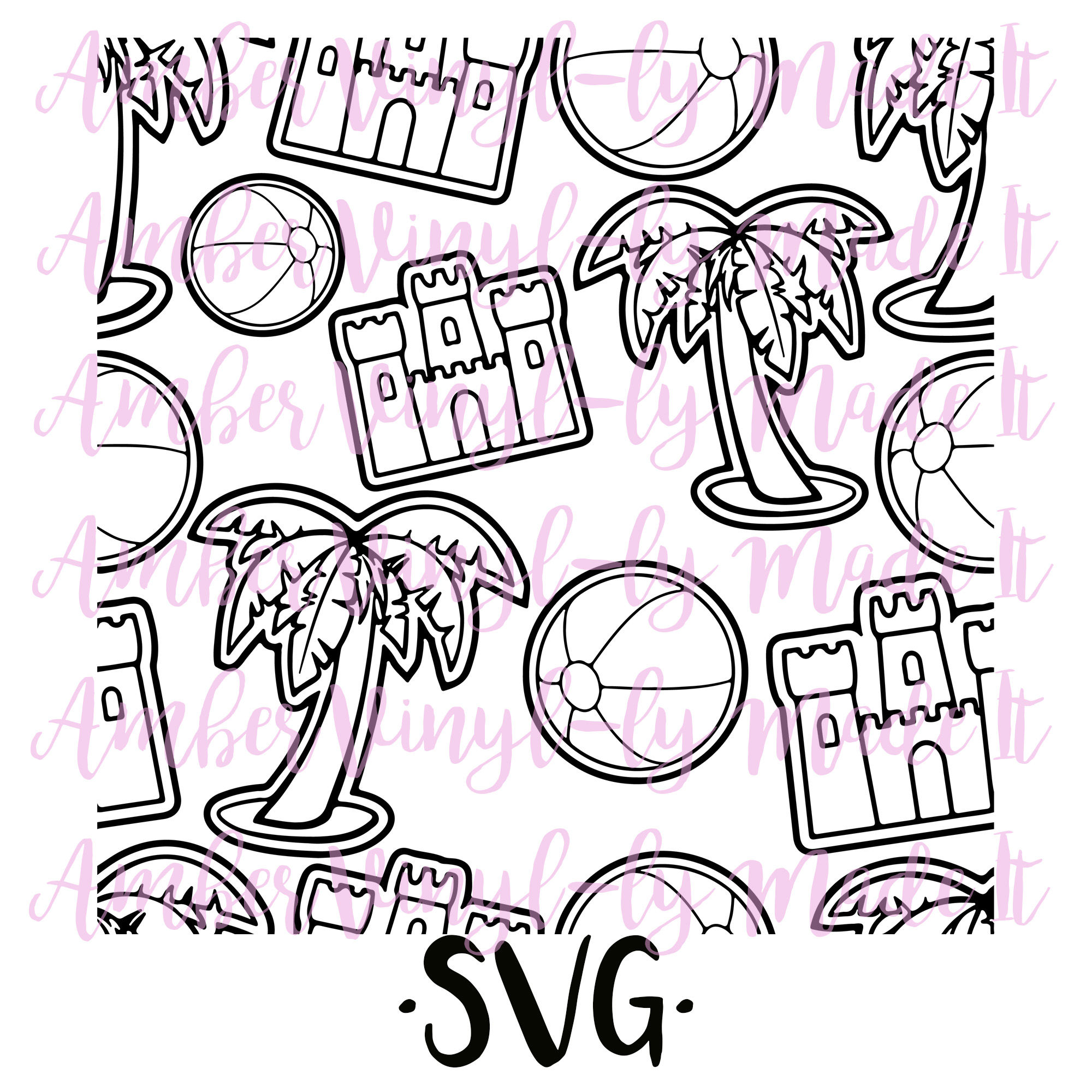 Beach || Palm Tree || Seamless Burst Digital File || SVG ||