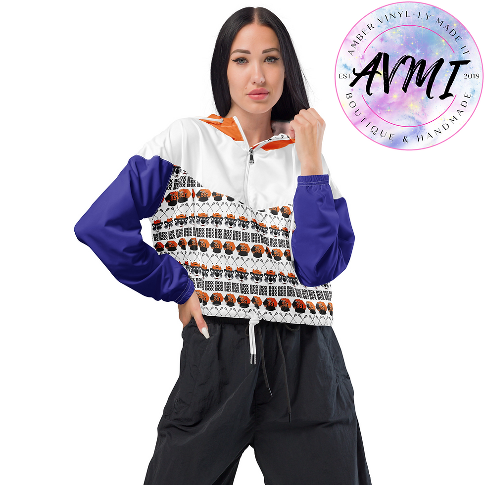 Thumbnail: Rax Mascot Pattern OR/P || Buffalo Lacrosse || Women’s cropped windbreaker