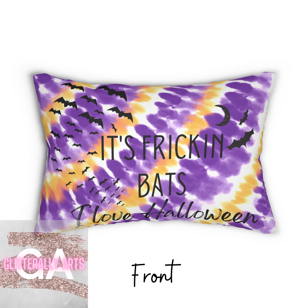 Thumbnail: Frickin Bats I love Halloween || Spooky Decor || Spun Polyester Lumbar Pillow