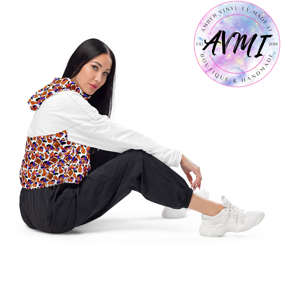Thumbnail: Chicken Wings & Football WH || Buffalo Football || Women’s cropped windbreaker