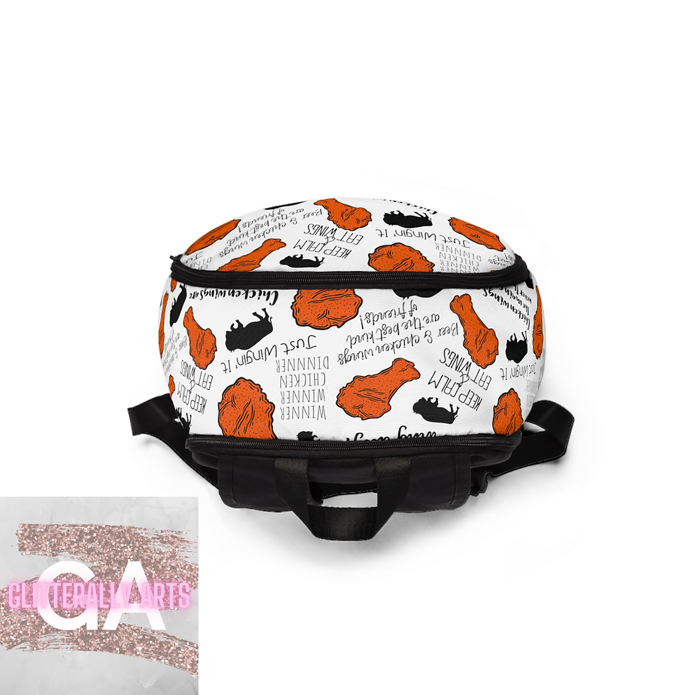Thumbnail: Chicken Wing Quote Backpack || Buffalo NY || Unisex Fabric Backpack