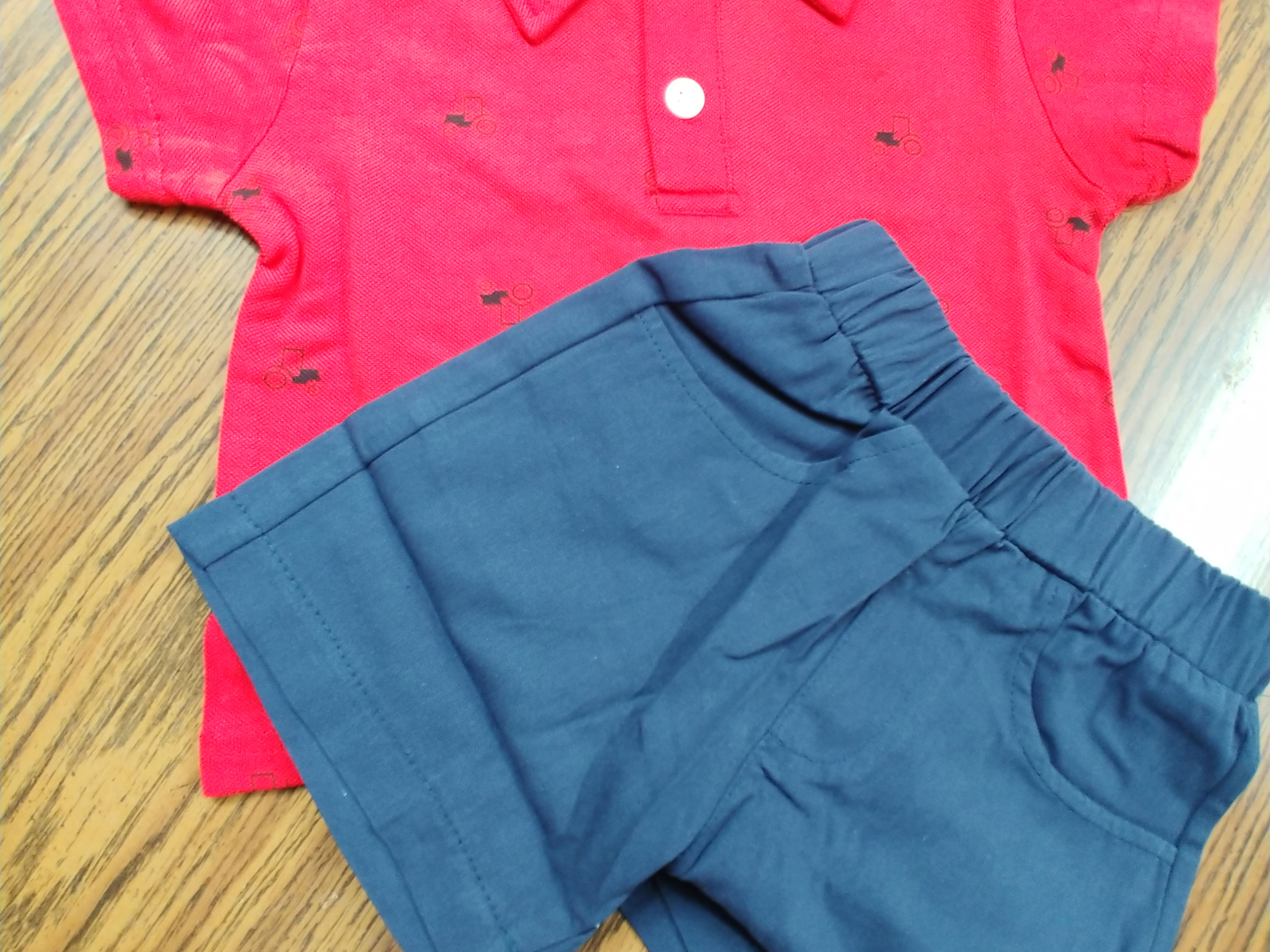 Red Polo and Navy Shorts Set