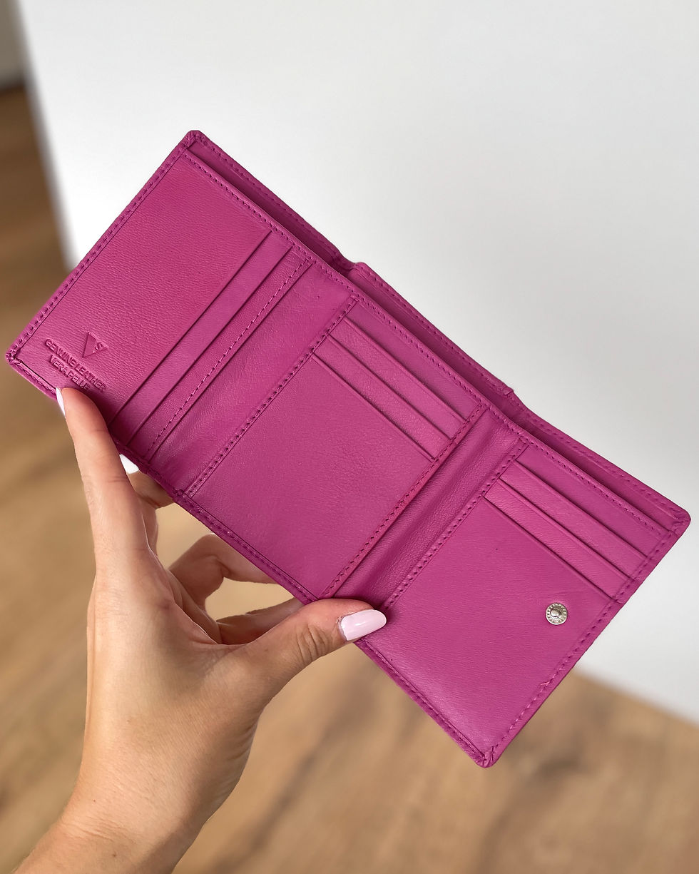 Miniatura: Portafoglio Pocket - Vera Pelle - Fucsia
