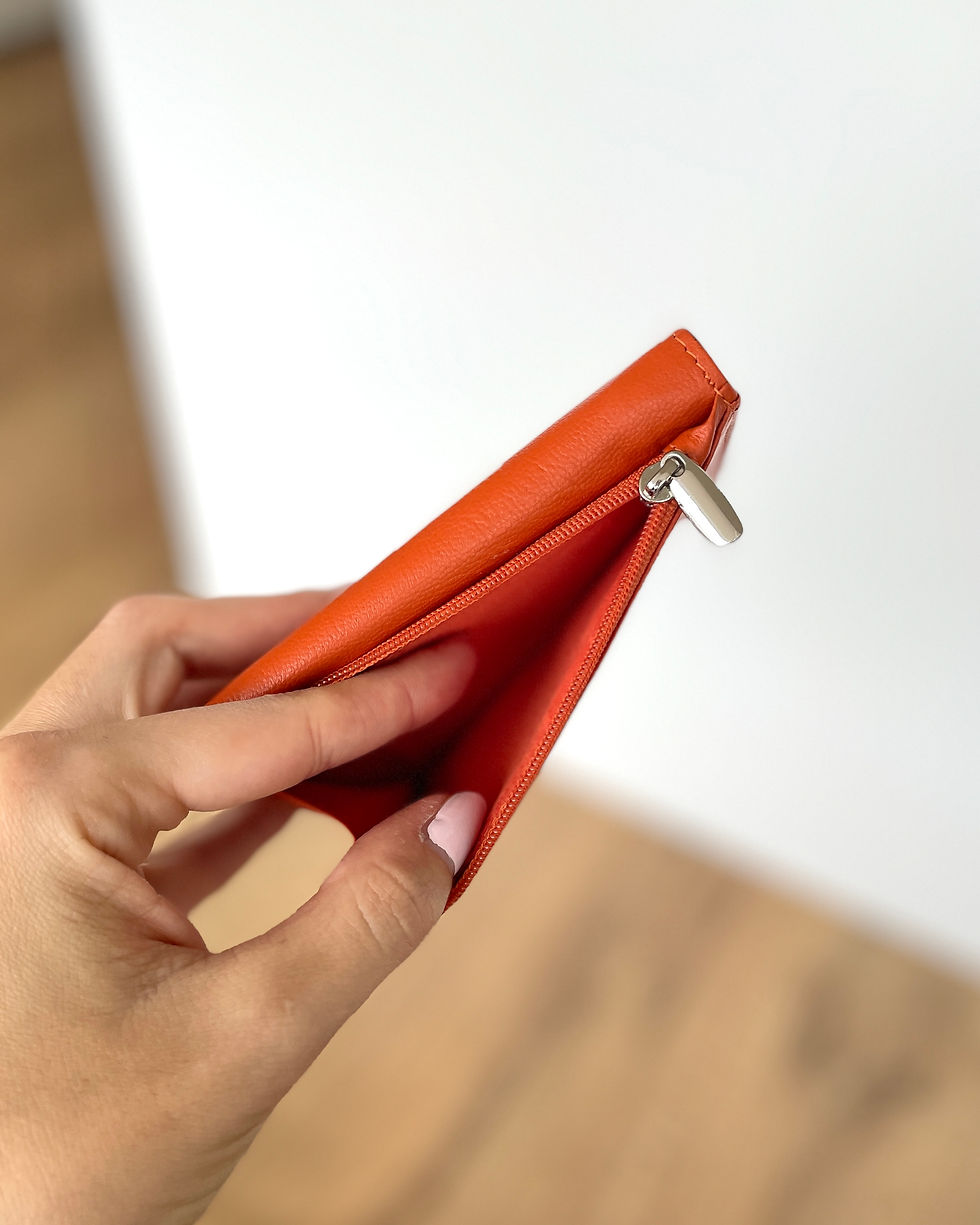 Miniatura: Portafoglio Pocket - Vera Pelle - Arancione