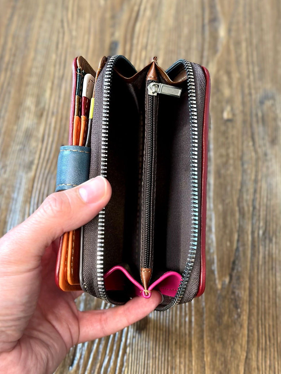 Miniatura: Portafoglio Artigianale art192 - Vera Pelle Intrecciata - Misure L 14cm A 10cm