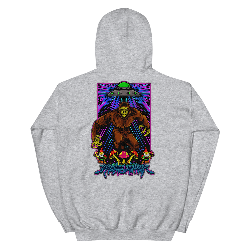 Thumbnail: Psychedelic Sasquatch (Bigfoot), UFO, Gnome Hoodie
