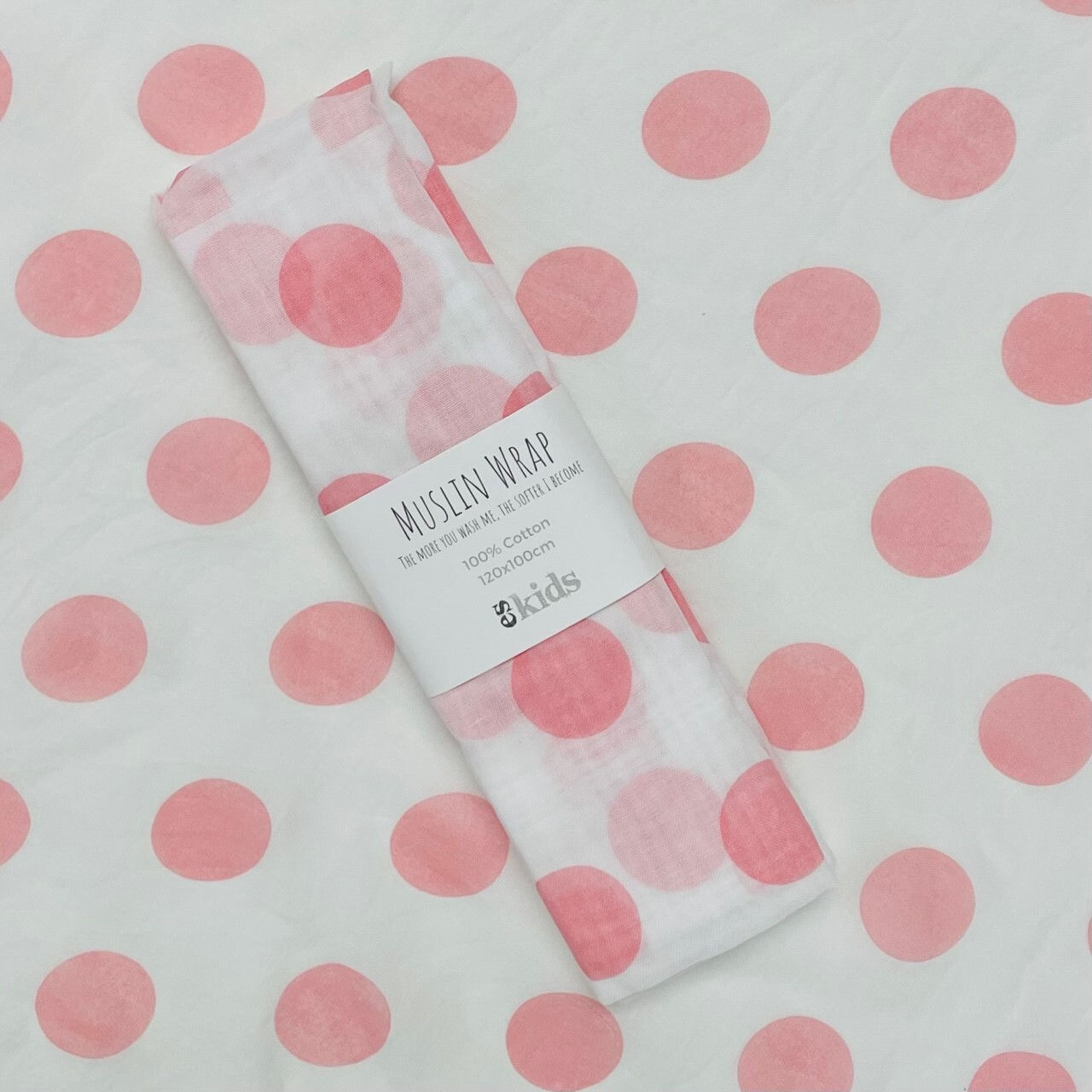 Muslin Wrap - Large Pink Dot