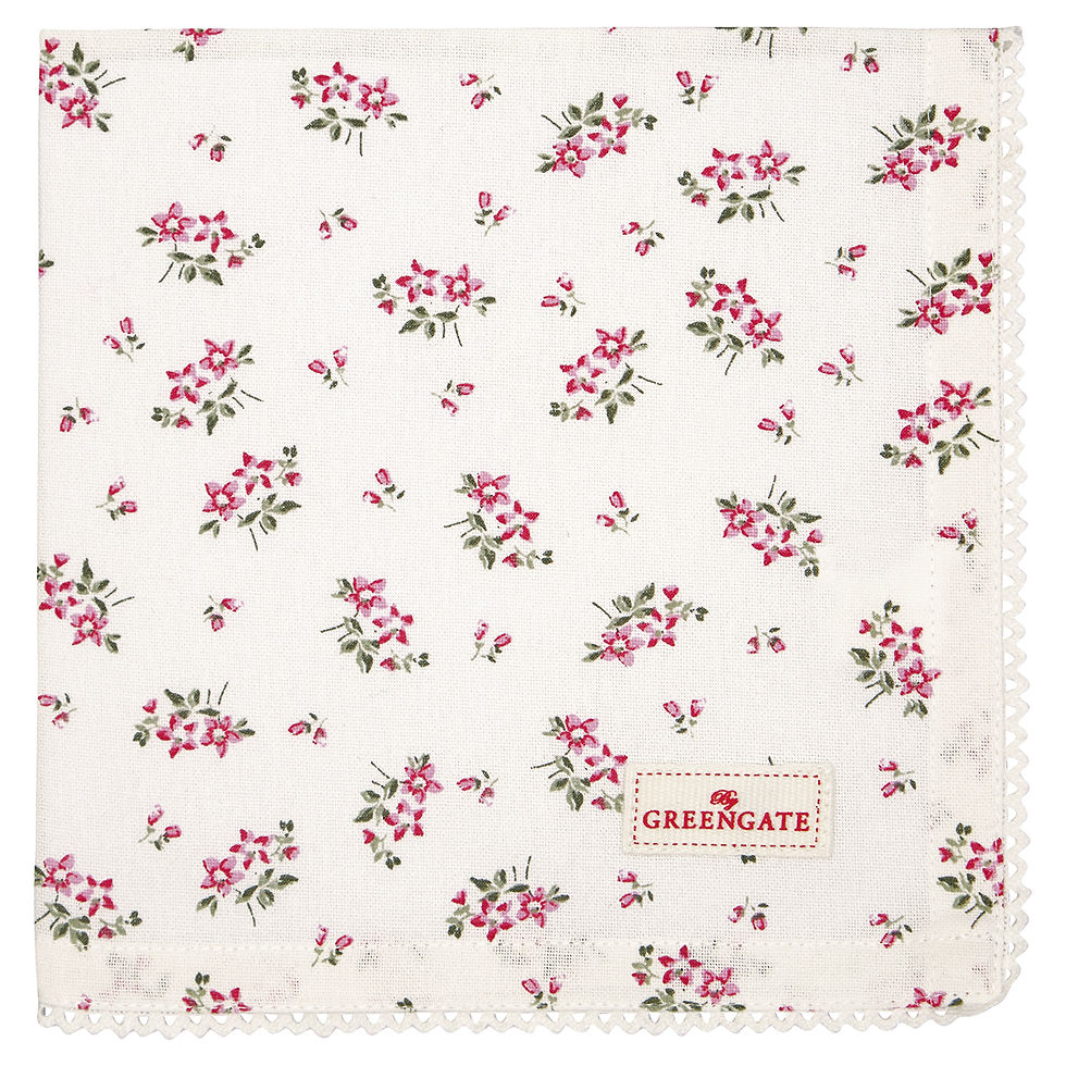 Stoff Serviette mit Spitze Avery white