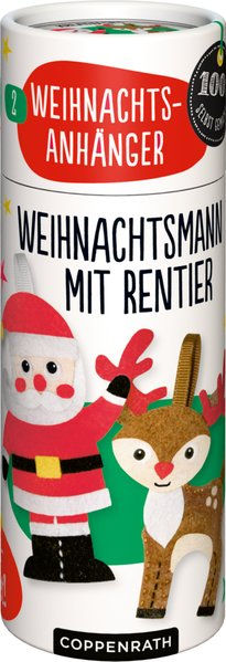 Nähset Weihnachtsanhänger - Weihnachtsmann mit Rentier