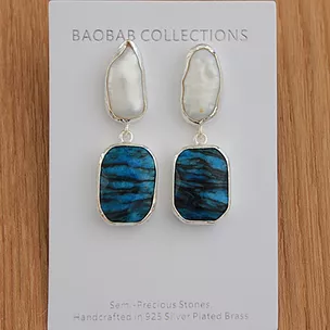 Freshwater baroque pearl & Krizikol stone earrings