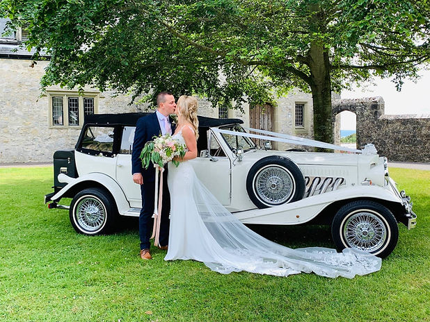 Vintage Wedding Car at St Donats Castle