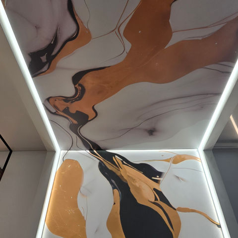 Techo tensado impreso con luminaria 