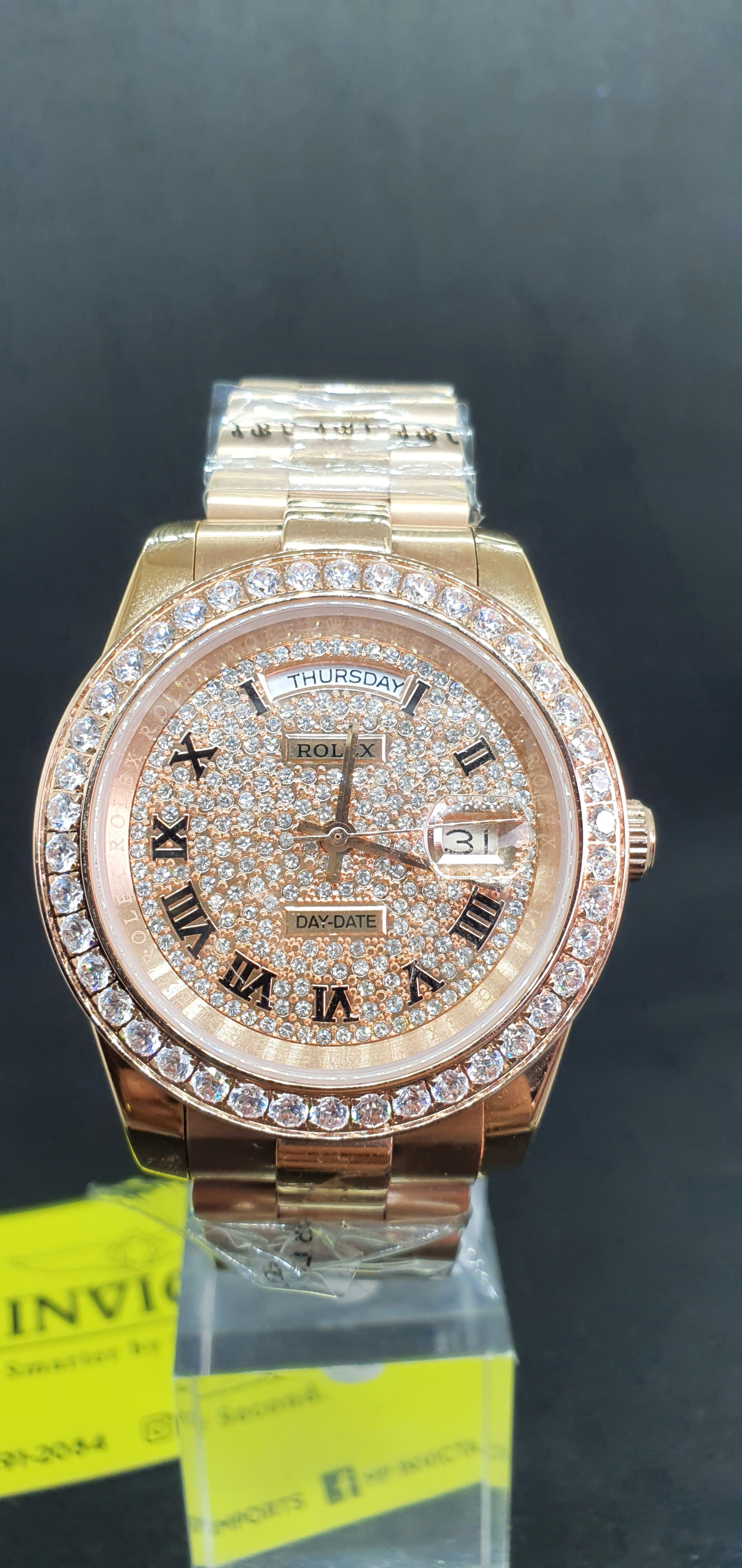 Relógio Rolex Cravejado Rose
