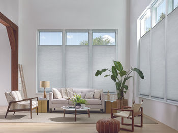 Hunter Douglas Applause Honeycomb shades with PowerView Top-Down/Bottom-Up controls