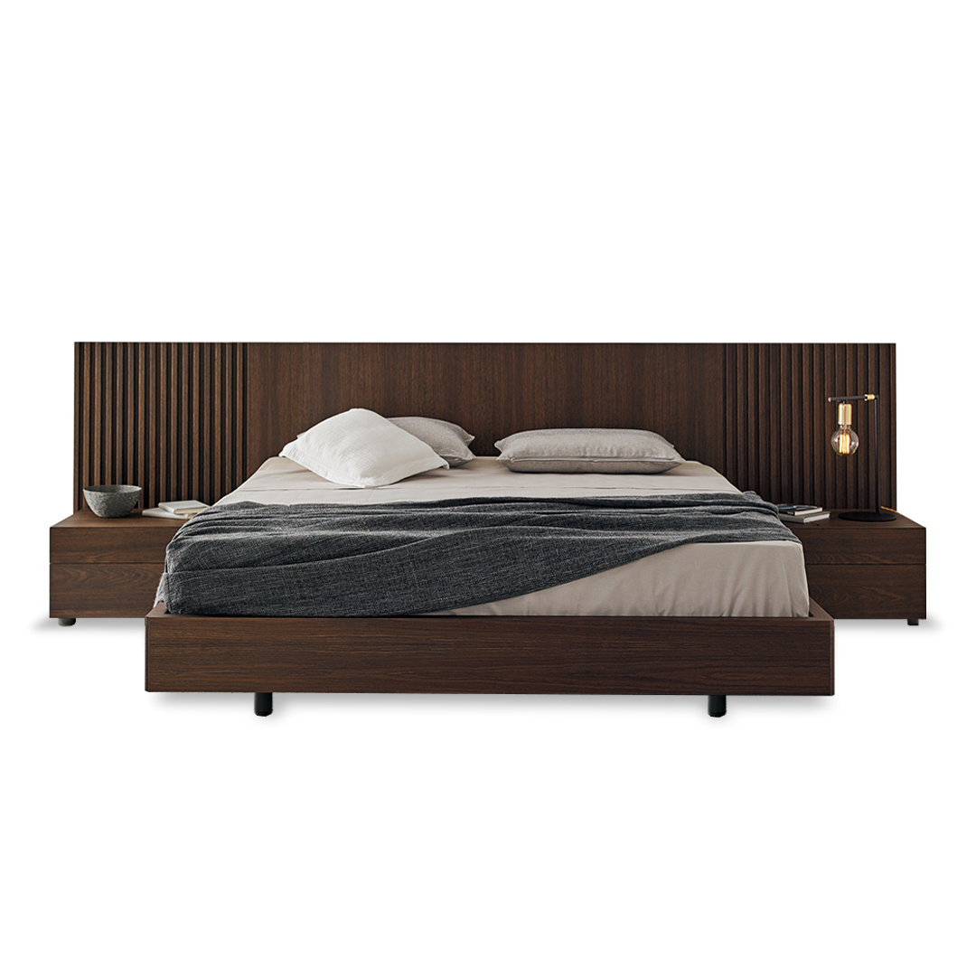Breeze Bed with Bedsides in 2 Sizes  and 10 Wood finishes
