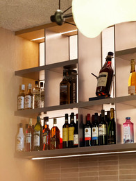 Interior material detailing within contemporary cafe design project in Singapore