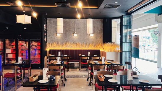 Modern Japanese izakaya environment balancing energy and craftsmanship