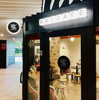 Entrance façade inspired by the playful personality of WAI Café