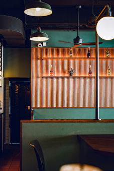 Warm and welcoming dining space designed for extended gatherings and conversations