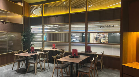 Spatial flow and circulation within contemporary Japanese restaurant interior